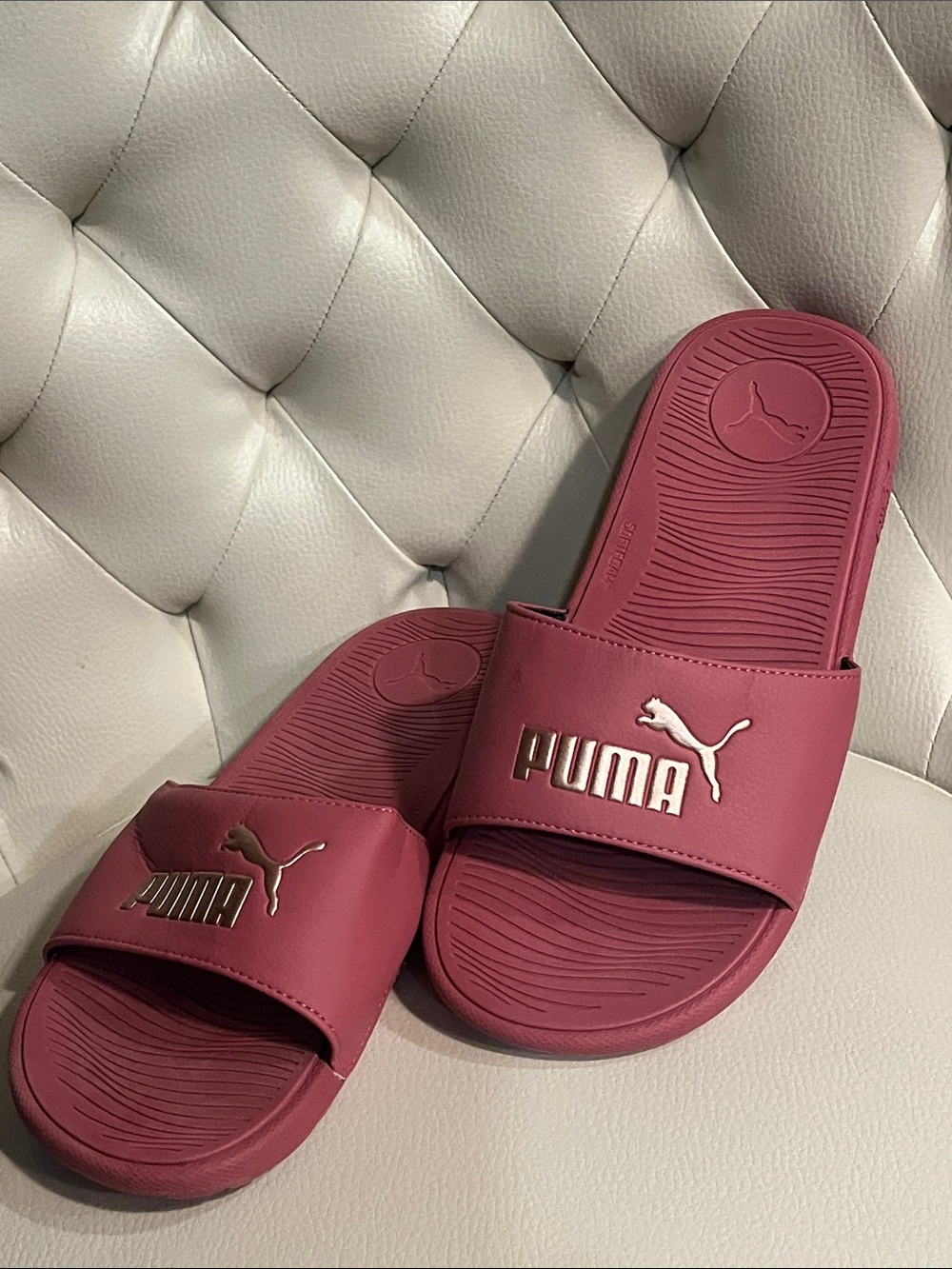 Puma Women's Rose Gold Logo Slide Sandals